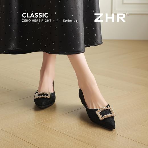 ZHR法式水钻珍珠方扣浅口单鞋女鞋2026新款百搭通勤轻便一脚蹬女 商品图6