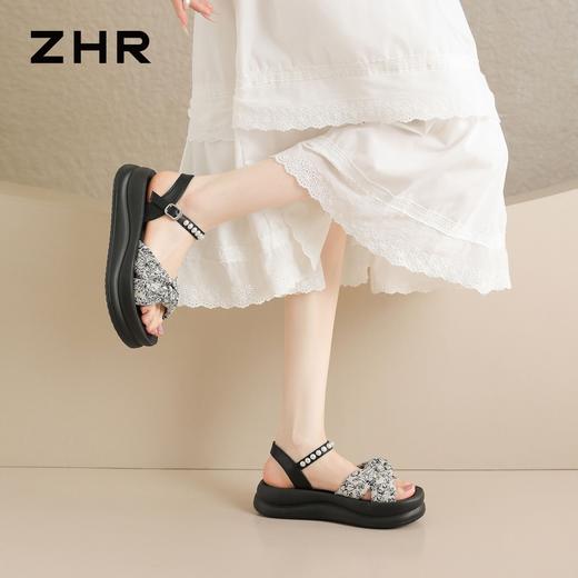 ZHR则则复古珍珠厚底增高一字带凉鞋女2026夏季新款百搭女鞋时尚 商品图8