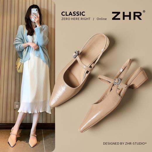 ZHR裸色尖头吊带凉鞋2026夏季新款显瘦百搭轻便单鞋轻奢时尚凉鞋 商品图0