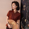 西子/檀枫辞桑蚕丝非遗香云纱红云纱新中式短袖上衣/SYTJ1175 商品缩略图1
