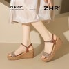 ZHR水钻【7CM】坡跟凉鞋2026新款不累显高优雅超仙超软脚一字凉鞋 商品缩略图9