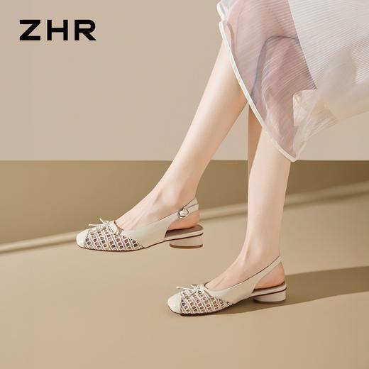 ZHR则则复古蝴蝶结透气包头凉鞋粗跟女2026夏季新款百搭单鞋通勤 商品图5