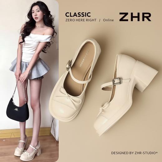 ZHR【猪皮垫】甜美蝴蝶结玛丽珍女鞋新款法式百搭jk鞋黑色小皮鞋 商品图1