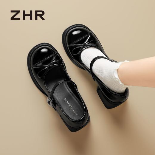 ZHR【猪皮垫】甜美蝴蝶结玛丽珍女鞋新款法式百搭jk鞋黑色小皮鞋 商品图6