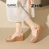 ZHR水钻【7CM】坡跟凉鞋2026新款不累显高优雅超仙超软脚一字凉鞋 商品缩略图7