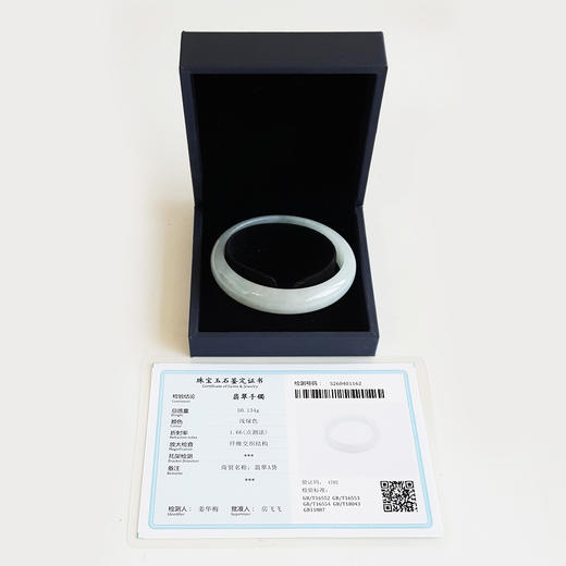 【天然正品】A货翡翠 天然正桩细腻无纹裂60号糯种浅绿翡翠手镯 281025AH14 商品图1