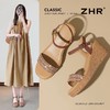 ZHR水钻【7CM】坡跟凉鞋2026新款不累显高优雅超仙超软脚一字凉鞋 商品缩略图2