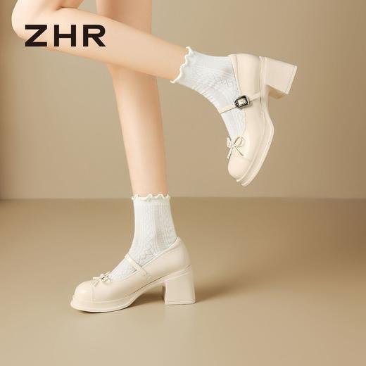 ZHR【猪皮垫】甜美蝴蝶结玛丽珍女鞋新款法式百搭jk鞋黑色小皮鞋 商品图9