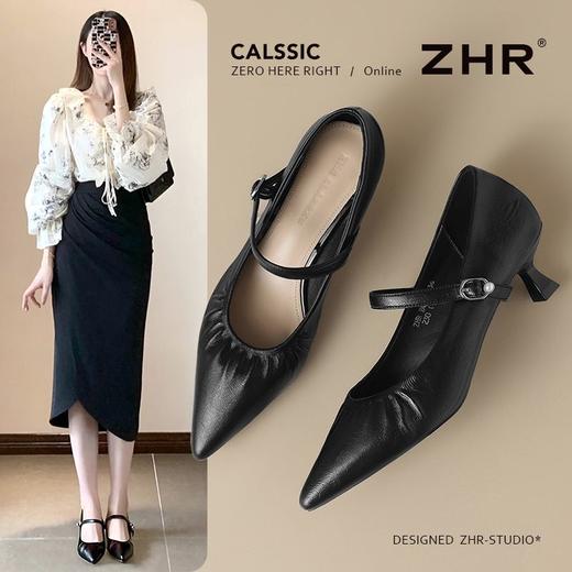 ZHR则则复古尖头浅口法式单鞋女2026新款百搭洋气玛丽珍细跟女鞋 商品图0