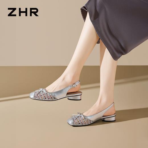 ZHR则则复古蝴蝶结透气包头凉鞋粗跟女2026夏季新款百搭单鞋通勤 商品图8