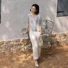 西子/安柔裤亚麻新中式松紧高腰刺绣阔腿休闲裤/KZLT0007 商品缩略图4