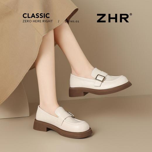 ZHR厚底英伦乐福鞋女鞋2026春季新款软底复古一脚蹬百搭通勤单鞋 商品图1