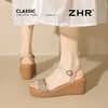 ZHR水钻【7CM】坡跟凉鞋2026新款不累显高优雅超仙超软脚一字凉鞋 商品缩略图6