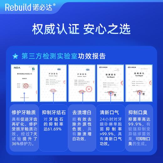 【购10支送总价值279元50g3支免费试用+万毛牙刷4支】诺必达Rebuild护龈固齿牙膏 商品图11