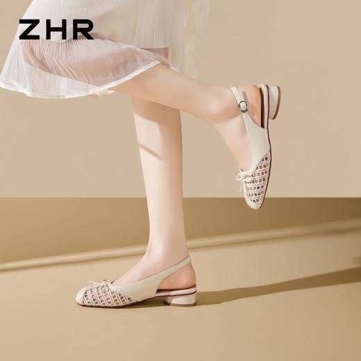 ZHR则则复古蝴蝶结透气包头凉鞋粗跟女2026夏季新款百搭单鞋通勤 商品图4