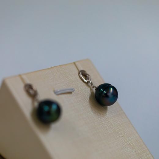 ⁶孤品：【大溪地黑珍珠】925银白色螺纹黑珍珠耳钉,点位11-12MM 编号ESG04#，48小时鉴赏期——SS06-CR-YMZZ 商品图2