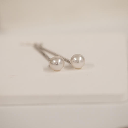 ⁶孤品：【澳白珍珠】S925银锆石垂耳款耳钉，9-10MM，编号EDG87，48小时鉴赏期——SS06-CR-YMZZ【HOT】 商品图0