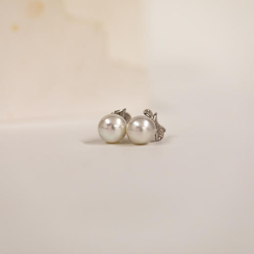⁶孤品：【澳白珍珠】三叶款S925银锆石耳钉,点位11-12MM 编号EDG92#，48小时鉴赏期——SS06-CR-YMZZ【HOT】 商品图2
