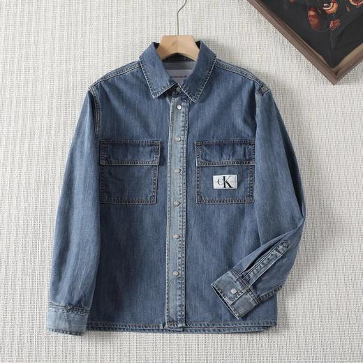 CK Jeans男士简约布标复古纯棉宽松牛仔衬衫外套 商品图3