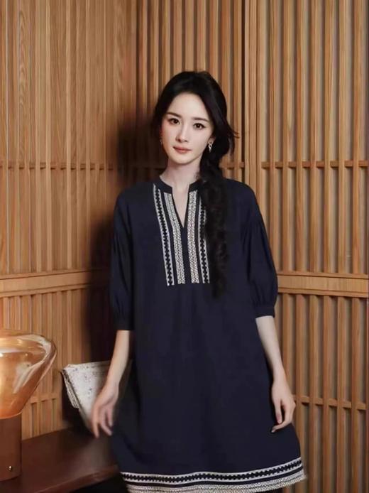 pur*波西米亚落肩泡泡袖层次蕾丝花边连衣裙 商品图5
