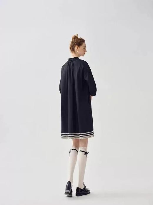 pur*波西米亚落肩泡泡袖层次蕾丝花边连衣裙 商品图2