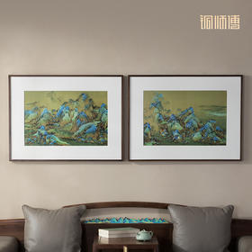 铜师傅 手工錾刻 铜雕画《千里江山 长方形》客厅背景墙装饰挂画