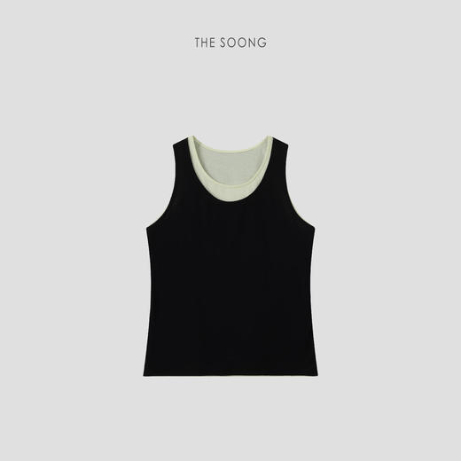 THESOONG|"叠搭美学"匹马棉挺括撞色领口真两件无袖背心上衣8344 商品图5
