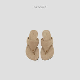 THESOONG|"慵懒高级"软底防滑绒面真皮夹趾平底鞋8855