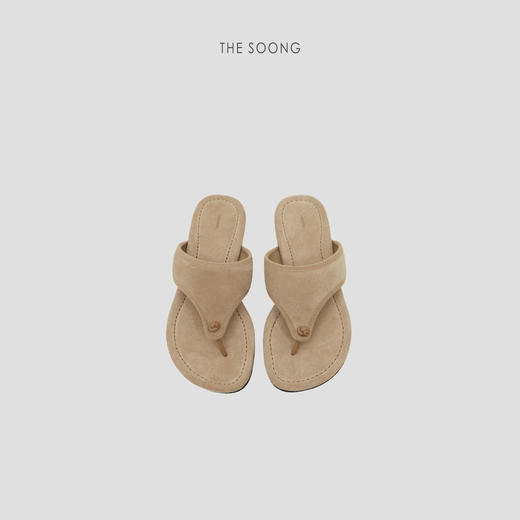 THESOONG|"慵懒高级"软底防滑绒面真皮夹趾平底鞋8855 商品图0