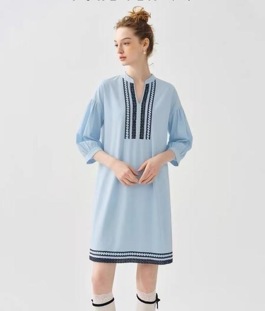 pur*波西米亚落肩泡泡袖层次蕾丝花边连衣裙 商品图0