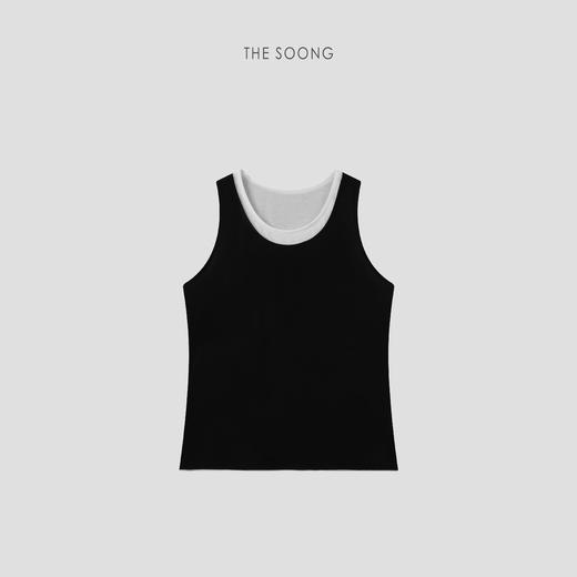 THESOONG|"叠搭美学"匹马棉挺括撞色领口真两件无袖背心上衣8344 商品图6
