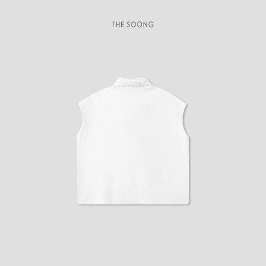 THESOONG|"温柔钩花"新品女装极简无袖白色polo衫背心上衣女9012 商品图5