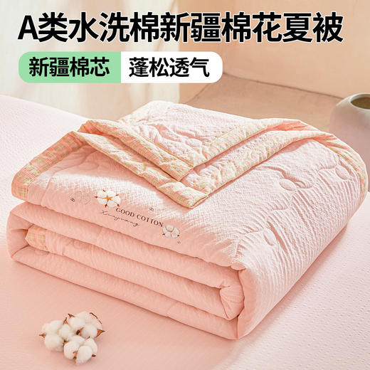 【品牌直发】加倍生活 A类新疆棉花夏凉被-泡芙烫画系列 7色可选 加宽包边水洗棉泡泡纱吸湿透气棉花夏被 空调被纯色烫画 商品图2