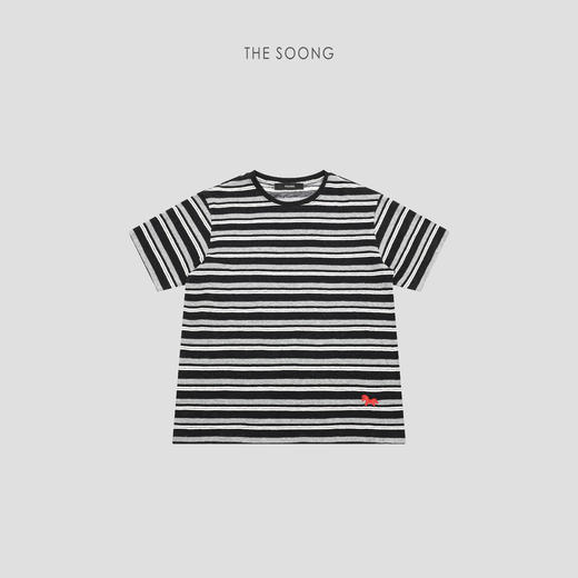 THESOONG|"小马T"经典撞色条纹肌理感小马圆领T恤上衣8360 商品图6