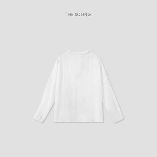 THESOONG|"柔光肌理"立体格纹肌理手工抽褶V领长袖衬衫上衣8762 商品图7