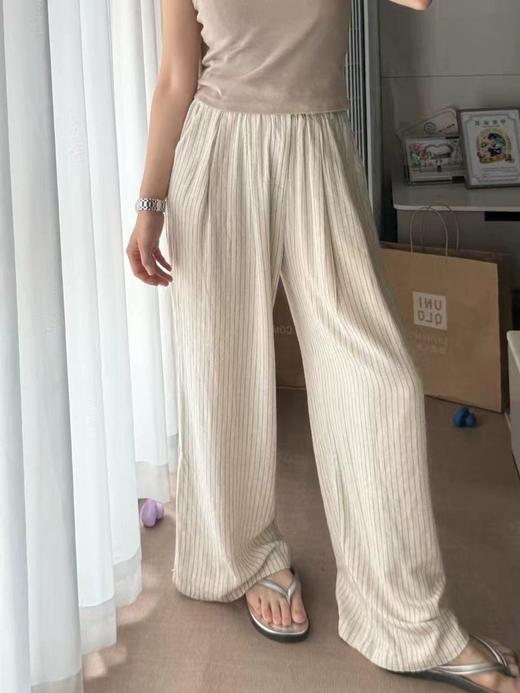 100%亚麻松弛感高腰透气阔腿裤 商品图13