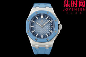 APP爱彼皇家橡树离岸型15605系列 新款43mm 男士腕表 15605SK 烟熏蓝 微醺蓝