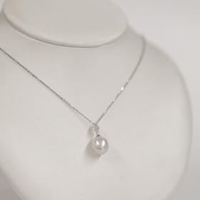 ⁶【澳白珍珠】18K白锆石水滴几何吊坠，10-11MM，编号DZG95，48小时鉴赏期——SS06-CR-YMZZ【HOT】