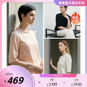 PALUOPO/PL19姆米弹力提花桑蚕丝圆领高级感气质减龄百搭T恤ES250106Z