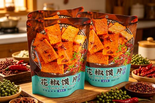 🤩 5袋到手29.8💰【花椒馍片】口感酥脆而不硬😋配料干净 ✅双味可选：椒香款香麻不呛、麻辣款劲爽，适配不同口味需求 ✅配料干净：无多余添加，小麦粉搭配花椒、辣椒等天然食材及香辛料 商品图1