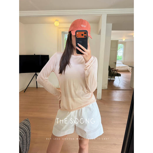 THESOONG|’薄如蝉翼’100%桑蚕丝120支细针超轻盈圆领长袖T恤8858 商品图2
