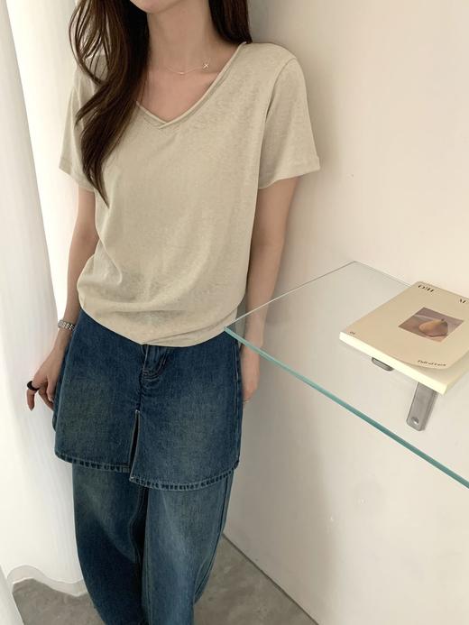 高支竹节棉  女士LakeV领T 商品图11