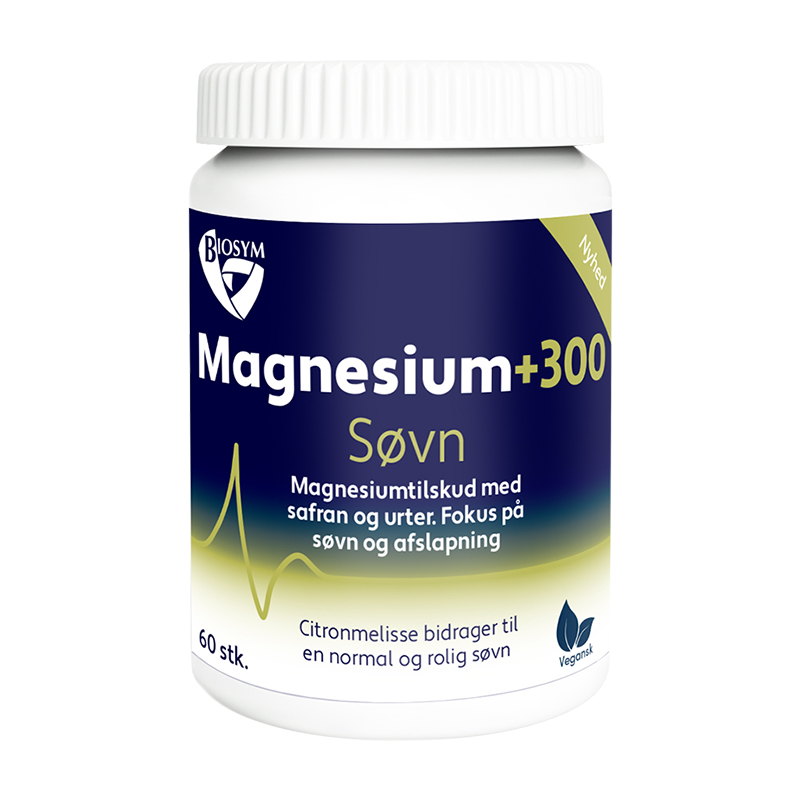 [丹麦]Biosym柠檬酸镁睡眠片 60片. Biosym Magnesium+300 Sovn 60stk.