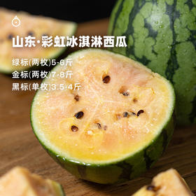 5天内发货 企鹅市集|山东 彩虹冰淇淋西瓜 绿标/黑标/金标可选 立体式种植方式 细腻酥脆 红黄橘多色彩虹色 水果