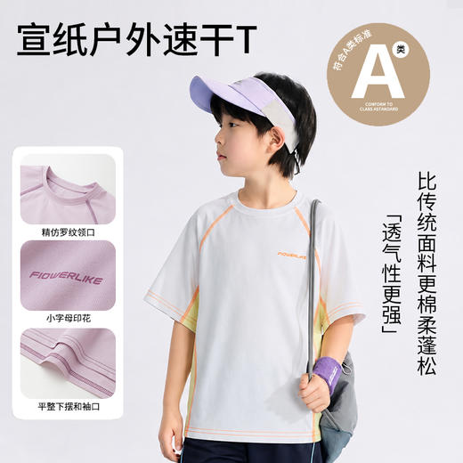 宣纸速干，防晒UPF50+【夏季新款儿童宣纸衣短袖T】【两件起拍，一件不发货】中大童防晒吸湿排汗运动短袖 商品图0