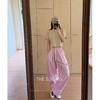 THESOONG|‘’粉调裤‘’100%棉水洗松紧中腰显瘦宽松休闲阔腿裤8905 商品缩略图0