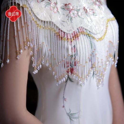 逸红颜《棠梨》26年夏新款桃枝刺绣重工手工珠串流苏新中式云肩女 商品图2