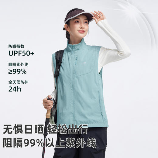 拓路者城市户外UPF50+轻薄撞色立领马夹女士轻量防晒防泼透气外套 商品图2
