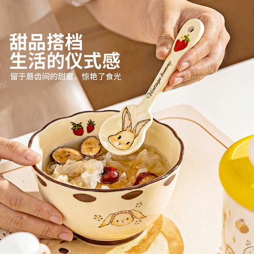 摩登主妇赫拉兔陶瓷小勺子可爱釉下彩调羹汤匙甜品酸奶勺漂亮汤勺 商品图3