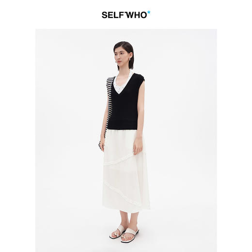 SELFWHO莱赛尔天丝木耳边半身裙女2026夏季新款松紧腰气质a字半裙 商品图2